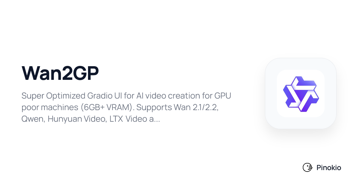 Wan2GP on Pinokio