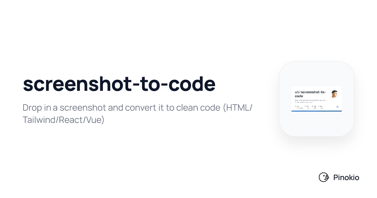 screenshot-to-code checkpoints · Pinokio