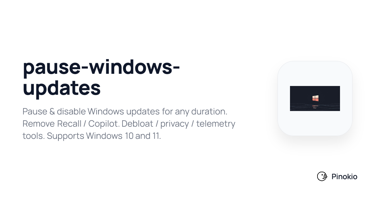 pause-windows-updates checkpoints · Pinokio