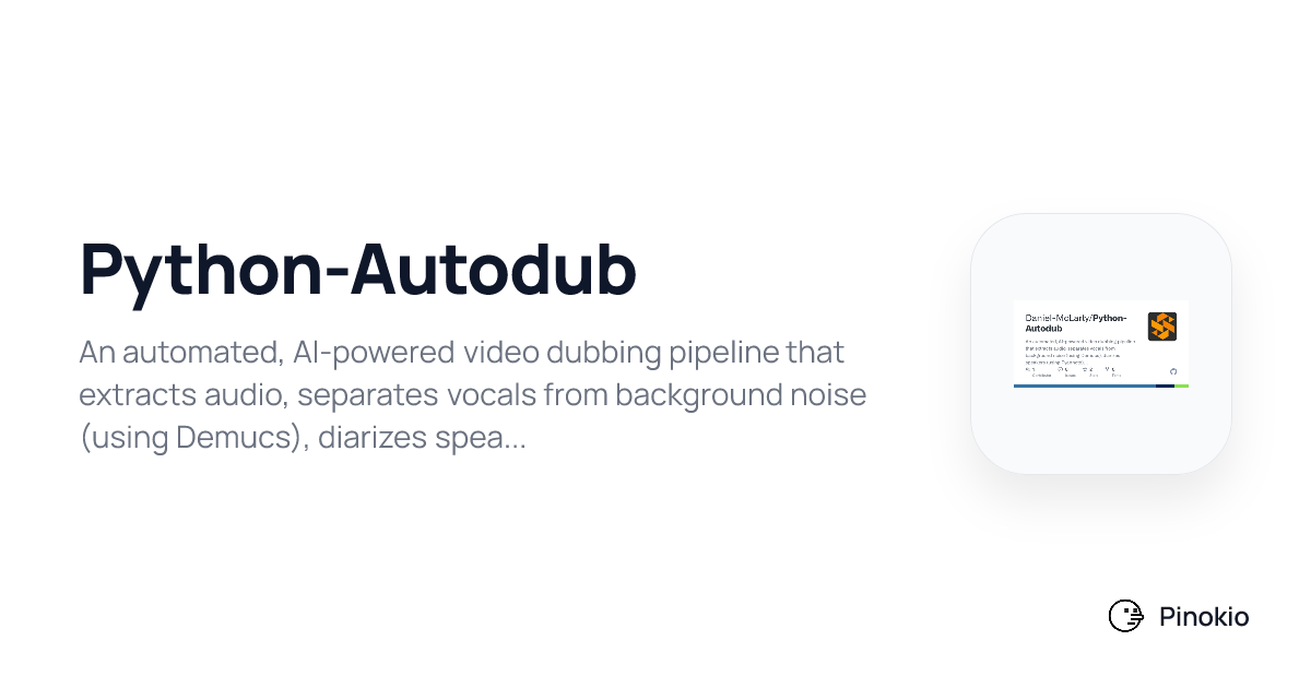 Python-Autodub checkpoints · Pinokio