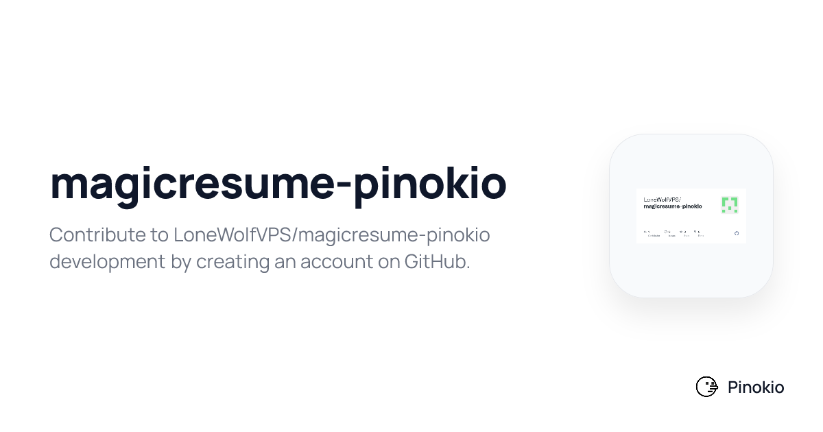 magicresume-pinokio on Pinokio
