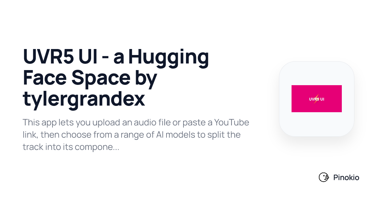 UVR5 UI - a Hugging Face Space by tylergrandex checkpoints · Pinokio